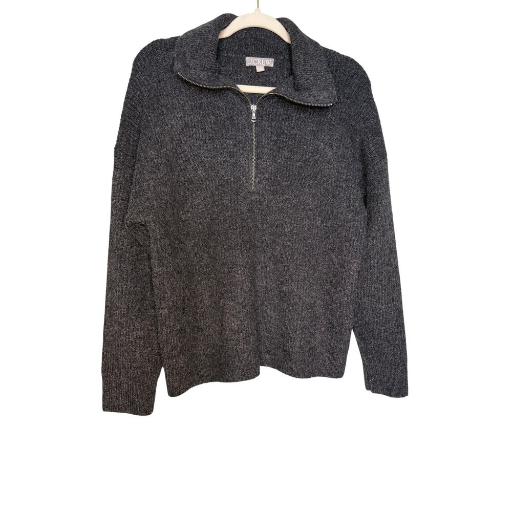 J.Crew half zip dark grey ribbed pullover sweater